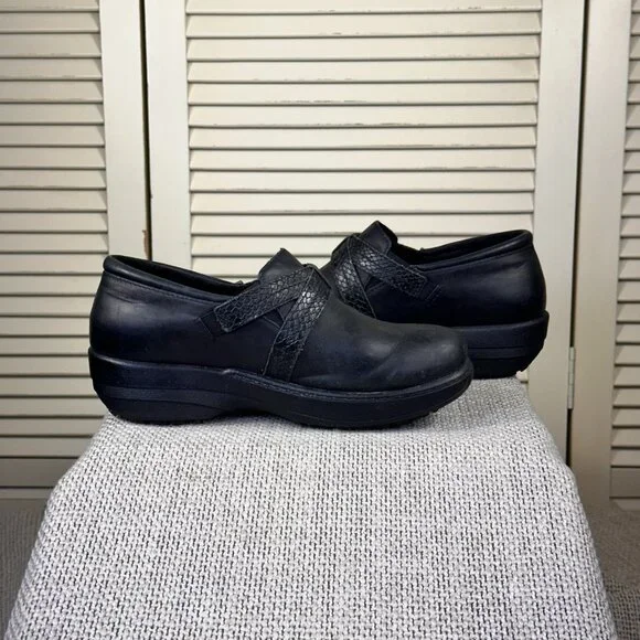 Abeo 24/7 Bella Matte Black Nubuck Cross Strap Clog Slip Resistant Size 7.5 - Picture 7 of 8